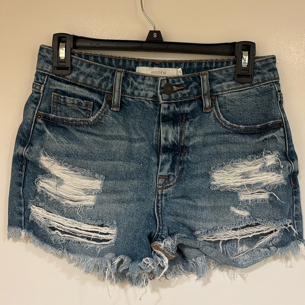 Blue Distressed Denim Shorts
